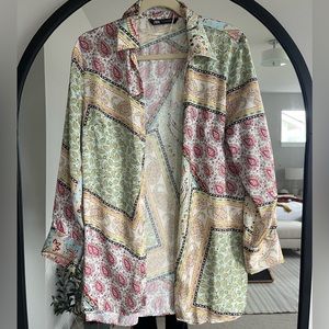 Zara multi colored button down oversized top